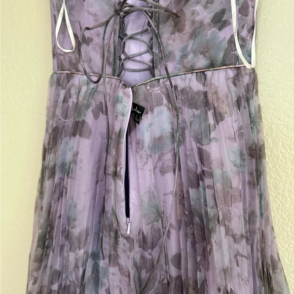 NWOT Most Beautiful Day Purple Multi Floral Print Organza Maxi Dress - Picture 4 of 7